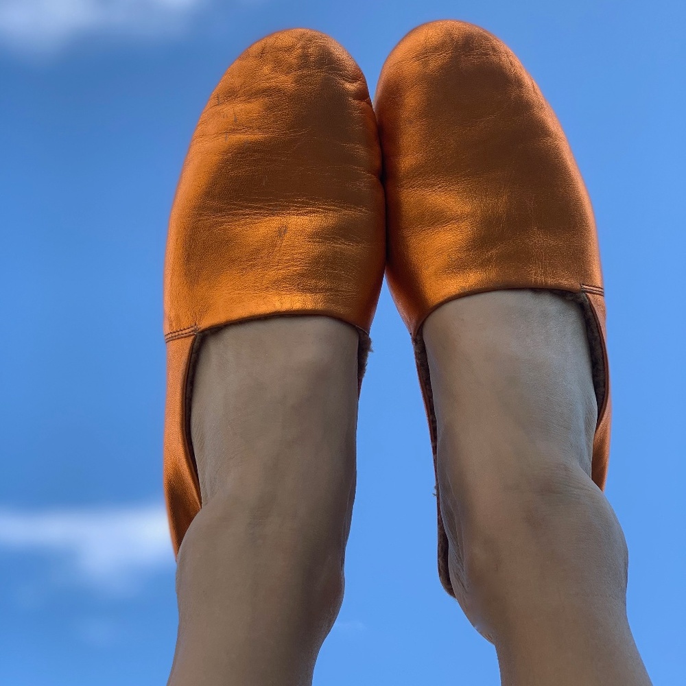 Maison Margiela Metallic Shearling Slippers